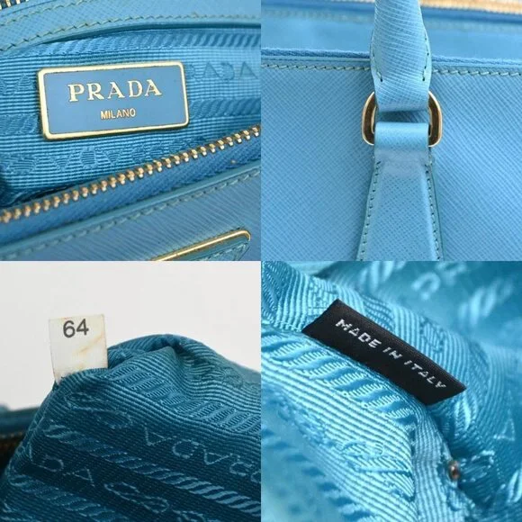 PRADA MILANO Logo 2Way Shoulder Hand Bag Saffiano Leather Blue GHW 12TA271 - Picture 15 of 16